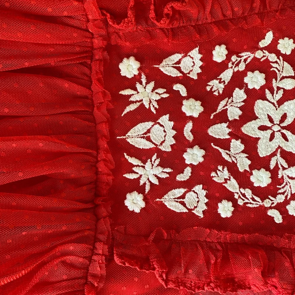 Mini Boden Red Cut Out Embellished Dress - Picture 3 of 3